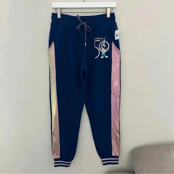 NWT Walt Disney World 50th Anniversary Iridescent Mickey Sweatpants Jogger Small - Picture 1 of 8
